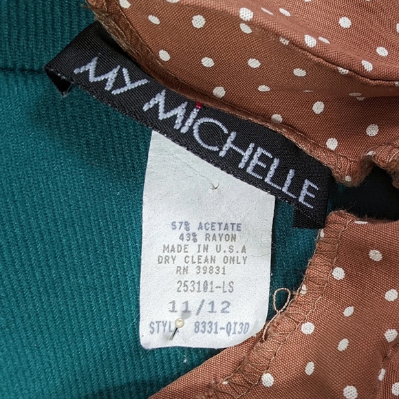 Pretty Woman Polka Dot Dress Vintage 1980s Wide Belt Swing Retro Brown & White - Picture 8 of 8